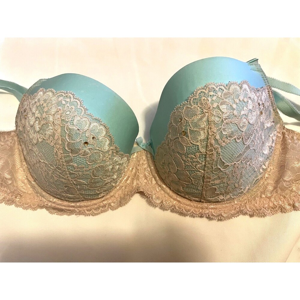 Victoria Secret 32DDD bra Dream Angels Lined Demi Rhinestone Bling lace women's